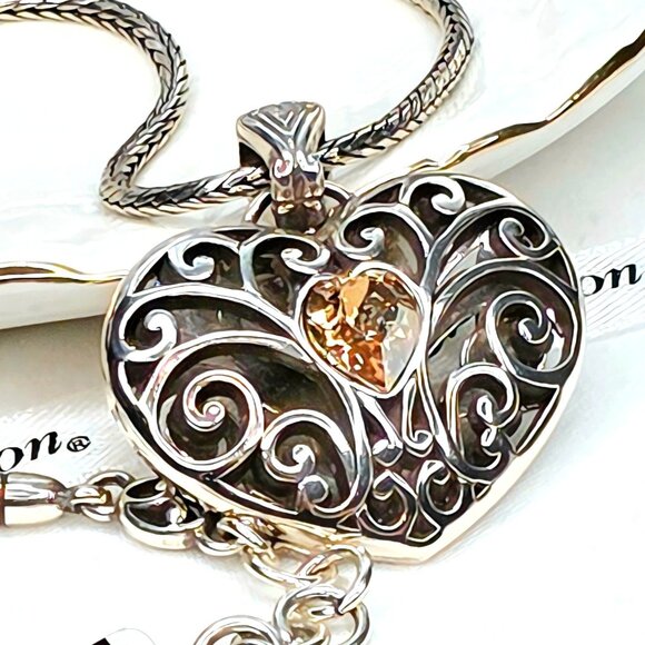NWT Brighton Sofi Puffy Heart Silver-plated Crystal Necklace - Picture 5 of 12